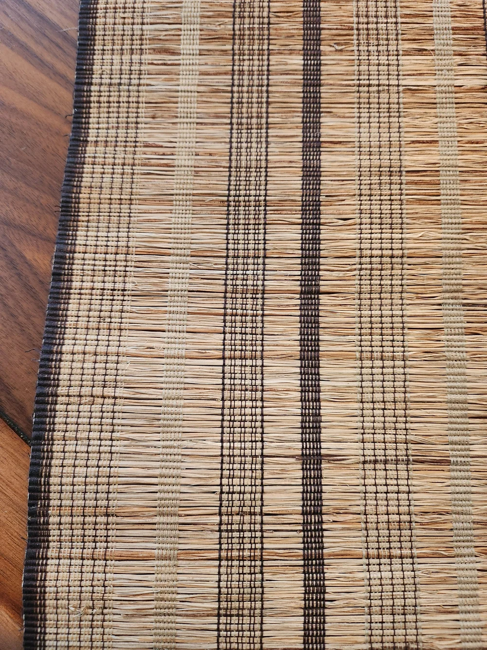 Natural Woven Table Runner with Brown Stripe